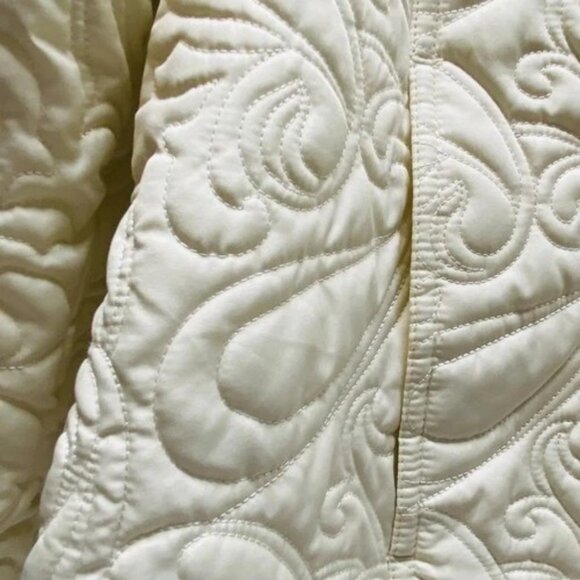 Coldwater Creek Jacket Women's 1X Cream Paisley Faux Fur Exclusive Deco Coat EUC - Picture 7 of 15